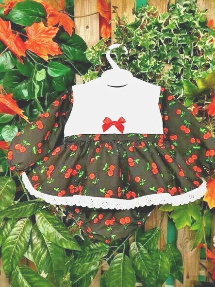 DREAM SALE 0-5 years baby girls Red cherries two piece twirly top and pants set