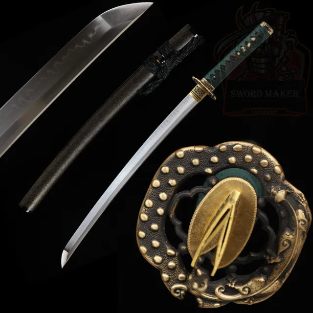 Handmade T10 Steel Clay Tempered Japanese Samurai Wakizashi Sword Razor Sharp