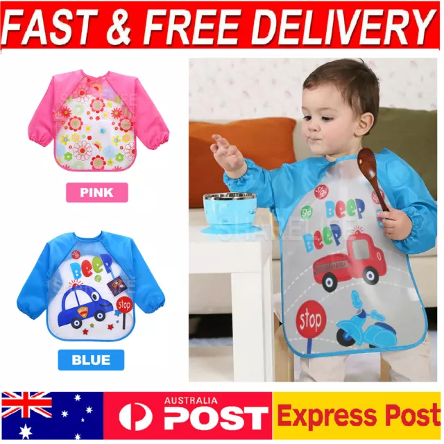 Baby Apron Plastic Toddler Waterproof Long Sleeve Art Painting Smock Feeding Bib