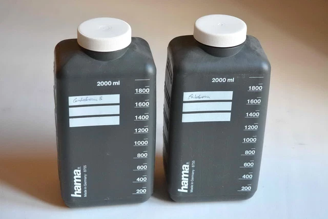 2x Botellas Almacenamiento Cuello Amplio Negro 2000ml, Botellas Fotolaboratorio, No 8755