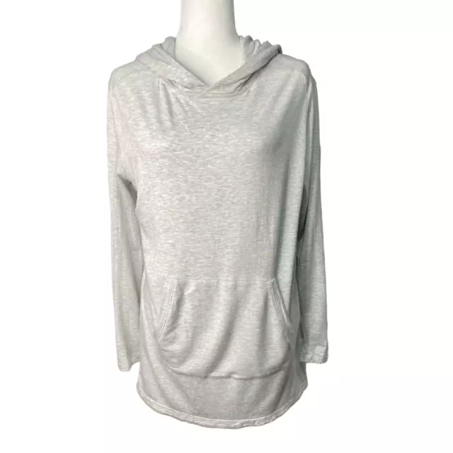 LOU & GREY Womens M Signaturesoft Hoodie Tunic Top Heather Gray Kangaroo Pocket