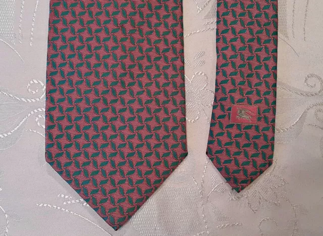 Corbata De Cuello Para Hombre Auténtica Burberry London Con Logotipo Rosa Seda Azul De Colección 2