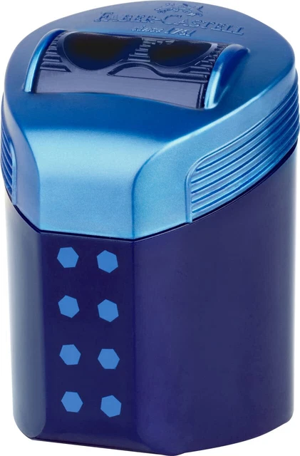 Faber-Castell Temperamatite Doppio Foro Con Contenitore - Per Matite Standard E Jumbo (Nero/Blu) - 2