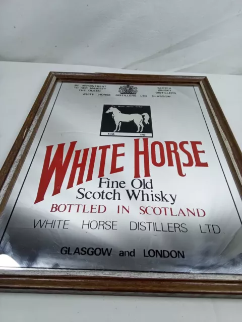 Petit miroir publicitaire White Horse Sctoch Whisky ancien 27x22cm