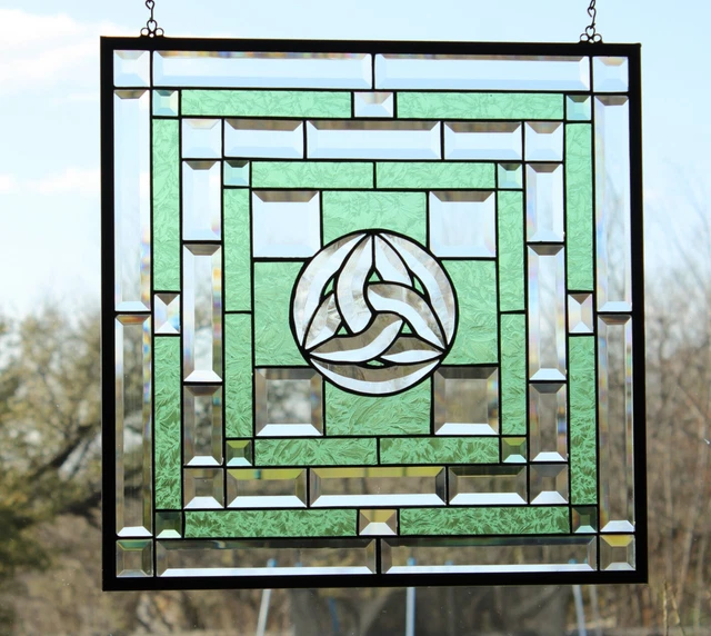 Celtic/Trinity - Privacy-Stained Glass Window Panel-19 5/8" x19 5/8" HDMA-US