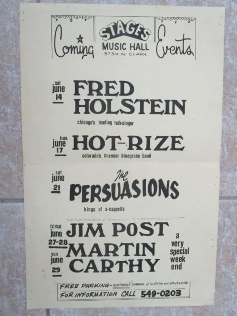 FRED HOLSTEIN/HOT-RIZ/JIM POST/ at STAGES MUSIC HALL Chicago Poster -E5B-12