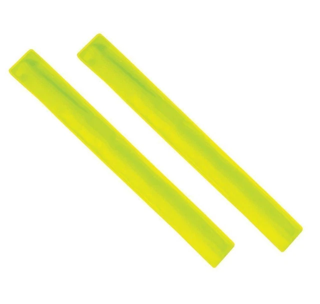 2 x Yellow Flourescent Arm Strap Bands Hi Viz Reflective Safety Bands 13" Long