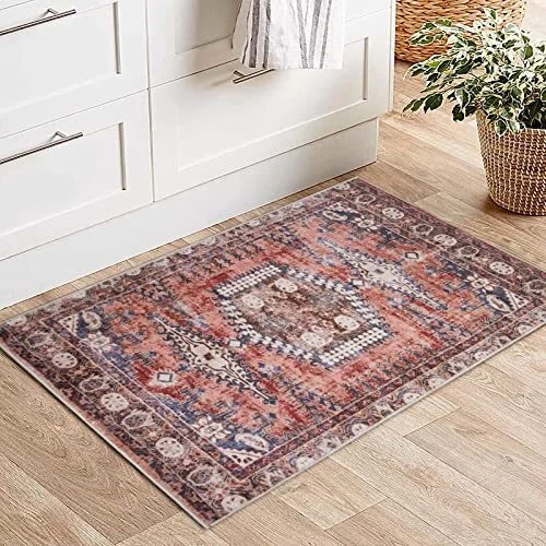 Boho Entryway Area Rug, Upgrade 2x3 Small Front Door Rug, Soft Non Sl...