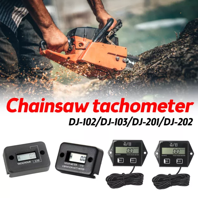 Universal Motorcycle Car Gauge Chainsaw Tachometer Engine Hour Meter Digital