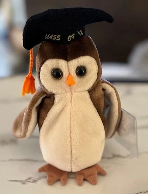 Ty Beanie Baby Wise the Graduation Owl - May 31 1997- Tag 1998 With Stamp Error