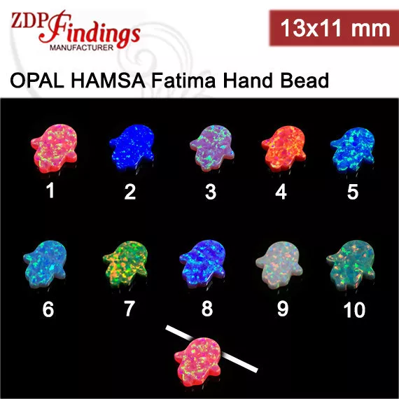 13x11mm OPAL HAMSA Fatima Hand Bead Charm Pendant multi color - Jewelry Making