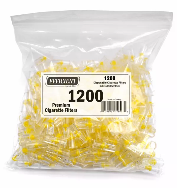 1200 EFFICIENT Disposable Bulk Cigarette Filter Tips, Block, Filter Out Tar, Nic