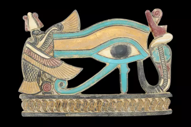 RARE ANCIENT EGYPTIAN ANTIQUE EYE of Horus with Ibis and Holly Cobra Stella