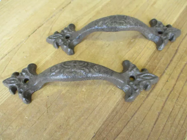 12 Cast Iron RUSTIC Barn Handle Gate Pull Shed Door Handles 6 1/4" Drawer Pulls 3