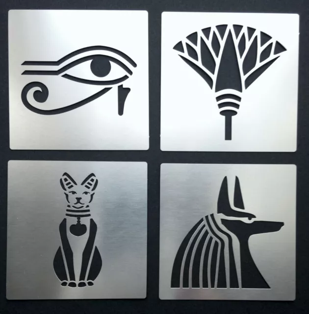 Ancient Egyptian Symbols Cat Bastet Eye Horus Anubis Lotus Metal Stencils 5cm