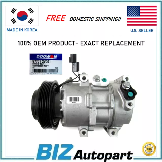 New Oem A/C Compressor W/Clutch For 14-17 Hyundai Veloster 1.6L 97701-2V001