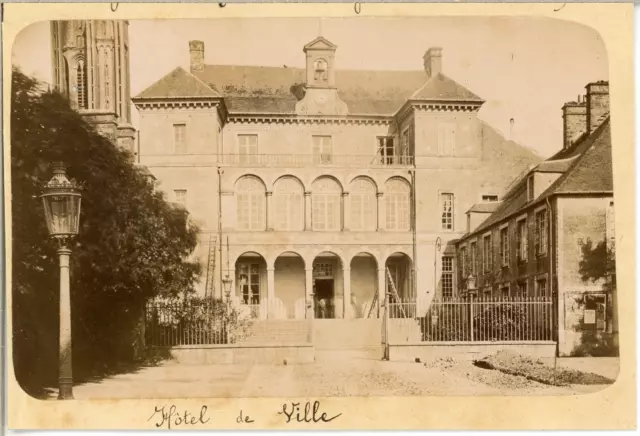 France, Coutances, Hôtel de Ville  Vintage albumen print.  Tirage albuminé