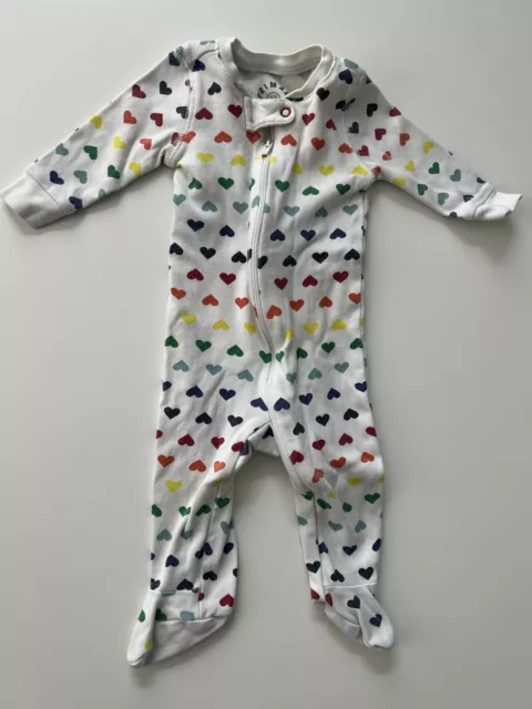 Primary Baby 100% Organic Cotton Rainbow Hearts Footed Pajamas 0-3 Months