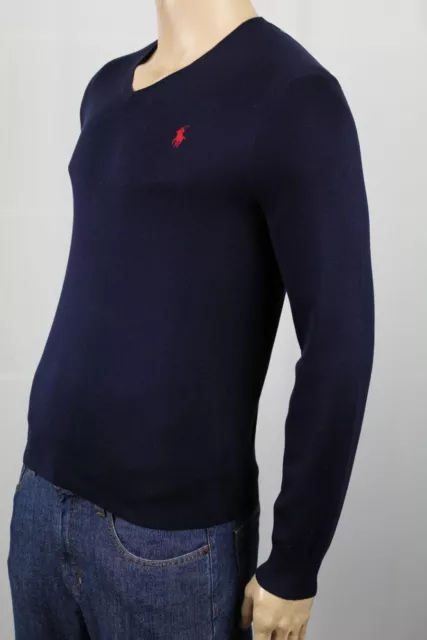 Polo Ralph Lauren Navy Blue Pima Cotton Sweater Red Pony NWT