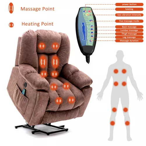 Power Massage Lift Recliner Chair with Heat & Vibration for Elderly