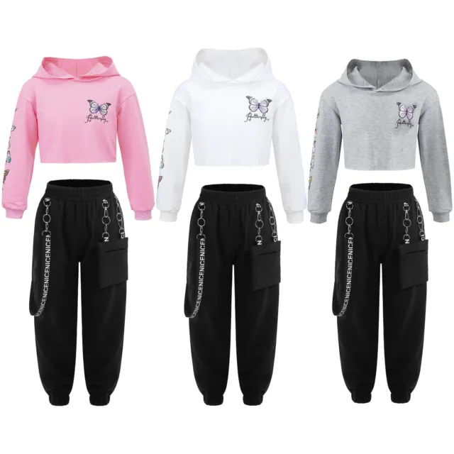 Kids Girls Sports Outfit Sweatshirt Pullover with Trousers Tracksuit Loungewear