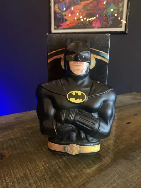 VTG, Rare! Batman 1989 Movie Plastic Coin Bank DC Comics Michael Keaton Cereal,