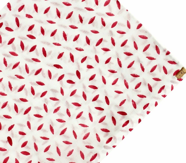 Par le Mètre Rouge Fleur Bloc Coton Imprimé Couture Tissu Femme Robe Matériel 01