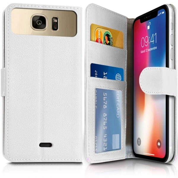Custodia Portafoglio In Silicone Per Wiko Robby, Colore Bianco - 4
