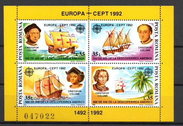 Rumanien 1992 Block 271 Europa/CEPT Entdeckung Amerika/Columbus postfrisch