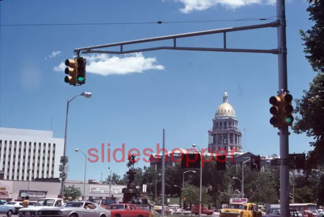 Slide Photo Denver CO Downtown Colfax Street Scene Capitol Building Taxi Cars