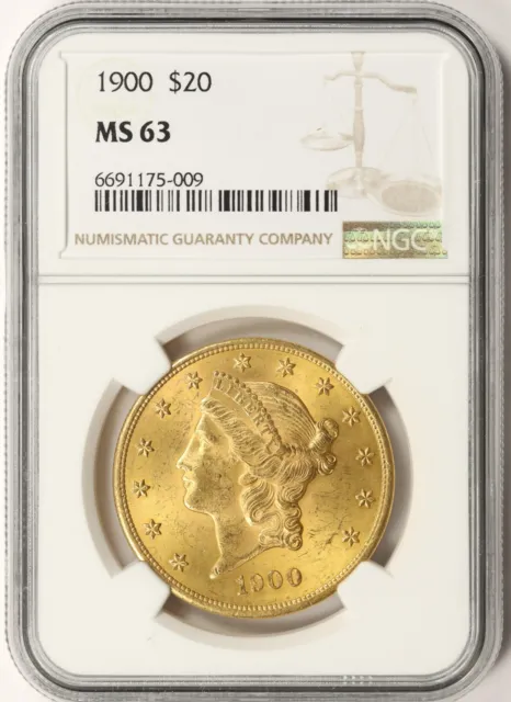 1900 $20 Liberty Head Gold Double Eagle NGC MS63