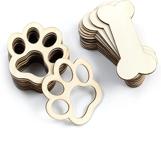 Wood Unfinished Cutouts Wooden Blank Slices Pet Theme Wood Cutouts  DIY Crafts