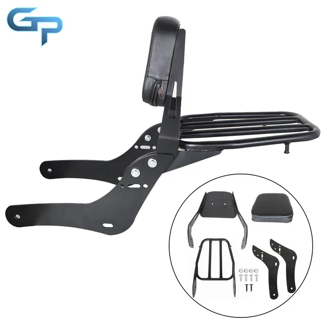 Backrest Sissy Bar W/ Luggage Rack Pad For Honda Rebel CMX300 CMX500 2017-2022