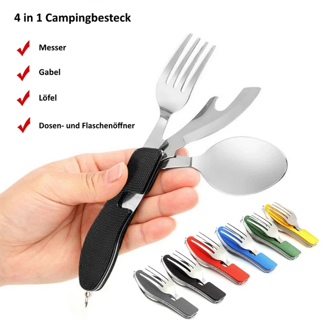 Campingbesteck Aus Reintitan RISON Titan Göffel 5-in-1 - Campingbesteck Mit Löffel Gabel Messer Titan Wanderbesteck - Foto 13