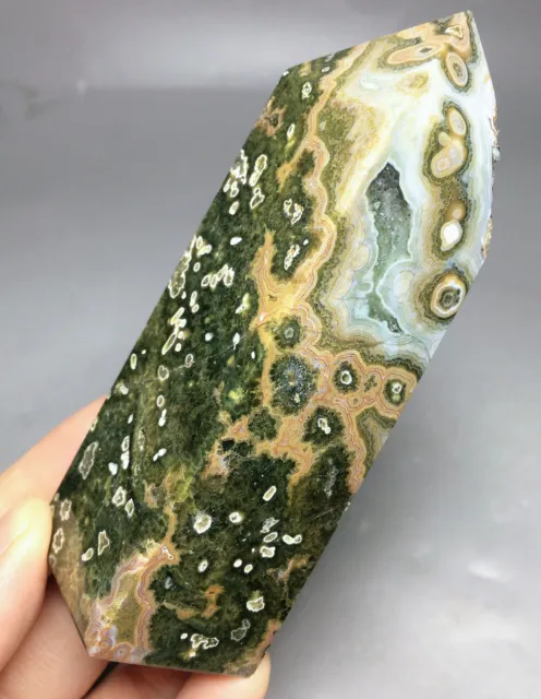 187g NATURAL OCEAN JASPER tower QUARTZ CRYSTAL point stone  HEALING