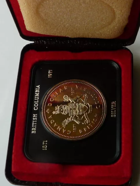 CANADA 1971 SILVER 0.500 JUBILEE SILVER DOLLAR CASED 'British Columbia'