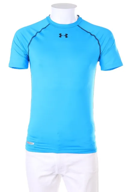 UNDER ARMOUR Sport Shirt Fitness Workout Logo Print L blau heat gear