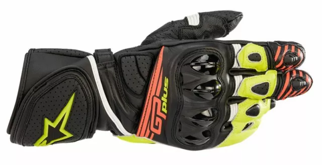 Alpinestars GP Plus R V2 Black Fluo Red Leather Motorbike/Motorcycle Race Gloves