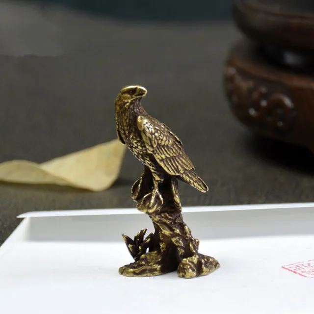 Exquisite China Old  Handmade carving brass eagle Small statue
