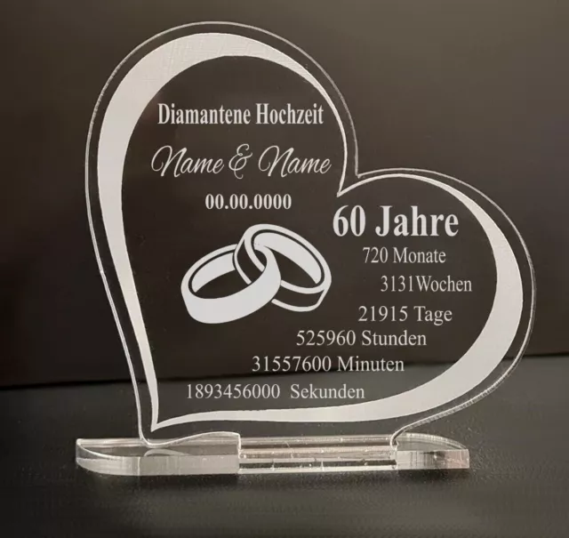 Geschenk Diamantene Hochzeit  Hochzeitstag Gravur Geschenkidee 60 Jahre