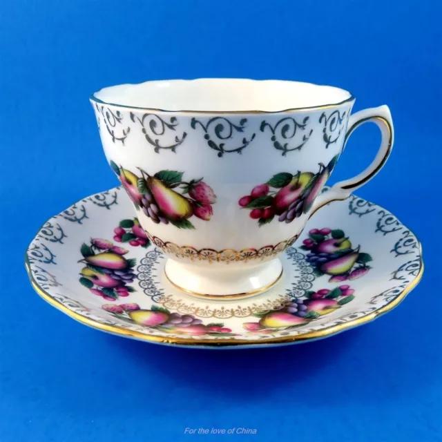 Fruit and Gold Design Colclough Tea Cup and Saucer Set