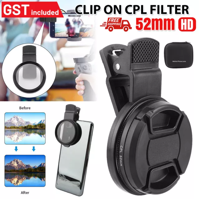 CPL Filter HD Clip On Cover Polarizer Lens Clip Phone Camera Lens 52mm