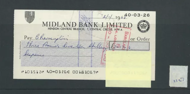 wbc. - CHEQUE - CH1127- USED -1968/69 - MIDLAND BANK, HENDON CENTRAL LONDON NW4
