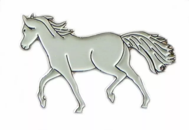 Grey Pony Horse Riding Equestrian Metal Enamel Pin Badge