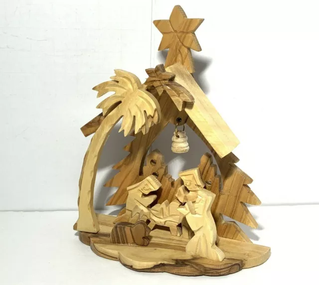 HAND CARVED Olive Wood NATIVITY Scene TEN THOUSAND VILLAGES Humble Birth W BANK