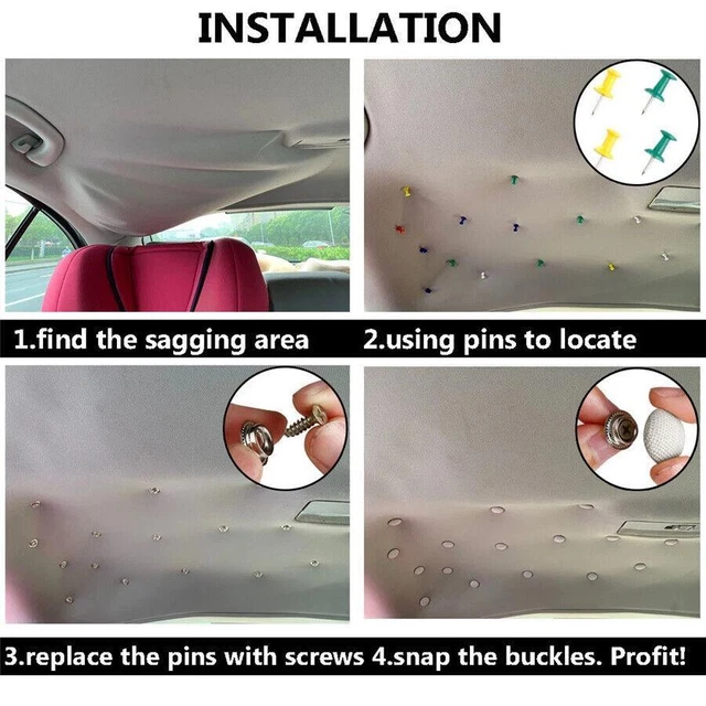 CAR ROOF LINING Repair Kit DIY Fix Sagging Headliner Pin Buckle Screw