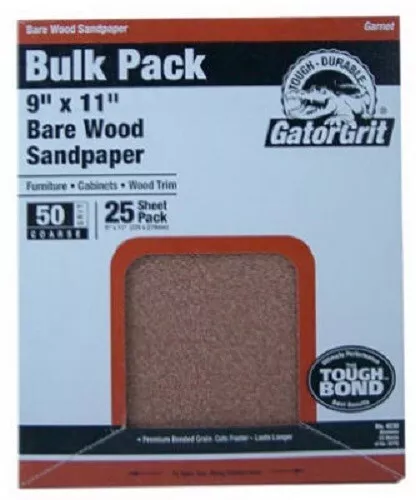 Ali Gator Grit, Garnet Sandpaper, Medium 80-Grit, 9 x 11 In., 25-Ct., 4228