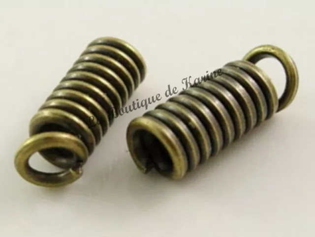 LOT 60 EMBOUTS SERRE FIL RESSORT BRONZE 8 x 2,5 mm - CREATION BIJOUX PERLES