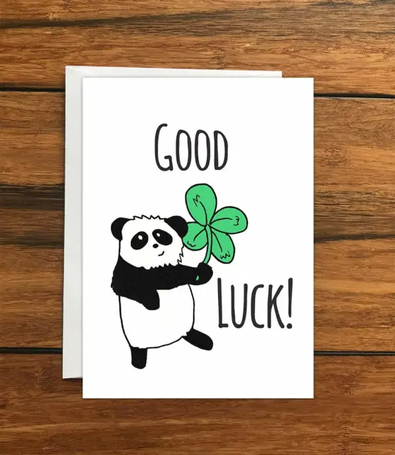 Good Luck! Panda greeting card A6