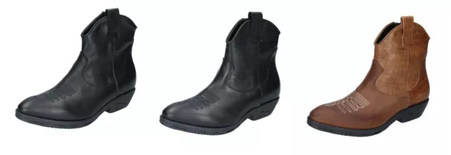 IMPICCI  Scarpe Made in Italy Donna Bikers Stivaletti Nero e Marrone in Pelle